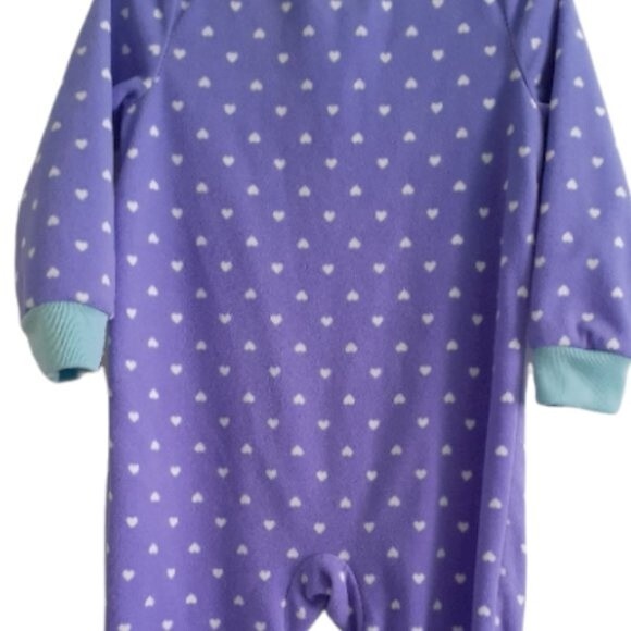 Carter Baby Girl 24M Purple Hearts Owl Footie Baby Fleece Sleeper - Picture 5 of 9